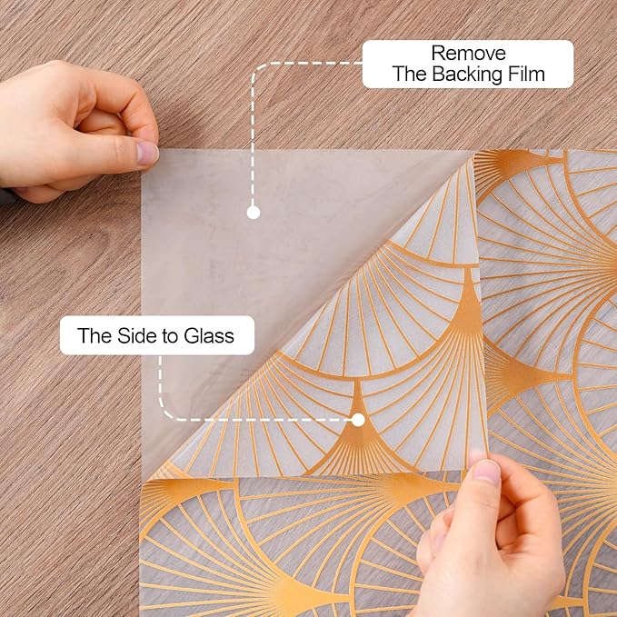 DKTIE Geometric Art Stained Glass Window Film Bathroom Window Privacy Film Frosted Glass Static Clings Non Adhesive with Installation Tools, Modern Home Improvement Style (S117, 17.7'' x 78.7'')