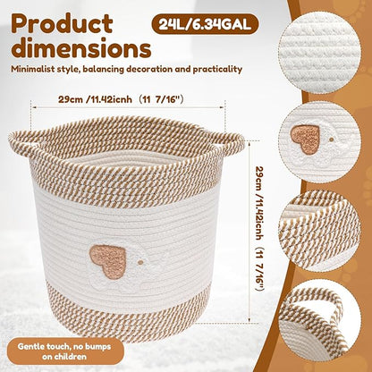 Laundry Baskets Hamper with Handles,Decorative Cotton Rope Bin for Living Room,Woven Storage Basket for Pillows, Blankets,Clothes Organizer (Style A)