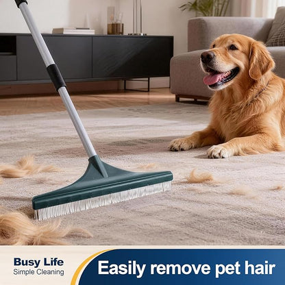 Yocada Carpet Rake for Pet Hair Removal Reusable Pet Hair Remover Telescopic Carpet Scraper Sweeper Cat Dog Hair Remover Rake Brush for Rugs Mats 56.69"