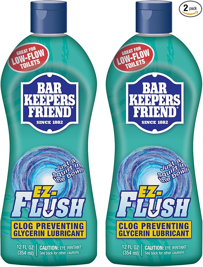 Bar Keepers Friend EZ-Flush Liquid Toilet Flushing Aid (2 x 12 Oz) Helps Prevent Clogging, Odor, Residue in Regular, Low-Flow, Boat & RV Toilets