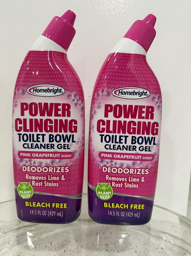 Power Clinging Toilet Bowl Cleaner Gel, Pink Grapefruit Scent, Bleach Free, 14.5 fl oz, 2 Pack