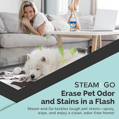 Steam & Go Multi-Purpose Cleaner Spray with Oxy Power for Multi-Surfaces - Removes Stains, Eliminates Odors, & Degreases - Orange Scent, 32 oz