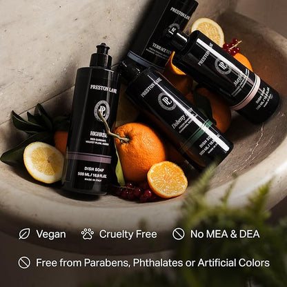 Preston Lane Luxury Dish Soap, Doheny Drive Scent | Plant Powered Formula with Essential Oils | Tough on Grease, Gentle on Hands | Vegan, Cruelty Free, Clean Ingredients