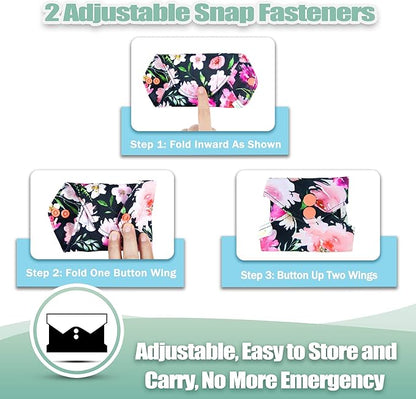 wegreeco Reusable Menstrual Pads - Reusable Sanitary Pads | Panty Liners | Soft Cloth Menstrual - 6 Pack with 1 Cloth Mini Wet Bag (Large, Flower 02