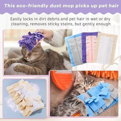 Zubebe 3 Pcs Duster Refill Reusable Fleece Duster Refills Feather Flat Dusters Multi Surface Washable Cleaning Pads Tools for Home, Blinds, Car, Pet, Furniture, Fans (Classic Color)