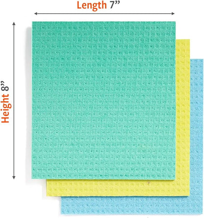 Full Circle Squeeze Swedish Dish Cloths – 6 Pack Reusable Cellulose Sponge Cloths, Super Absorbent Microfiber Cleaning Towels, Paper Towel Alternative, Color-Coded, Eco-Friendly, & Dishwasher Safe