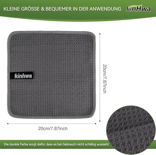 KinHwa Dish Cloths for Washing Dishes Kitchen Towels Microfiber Dish Towels for Kitchen Dish Towels Absorbent 8inch x 8inch 6 Pack (Gray, 8in x 8in)