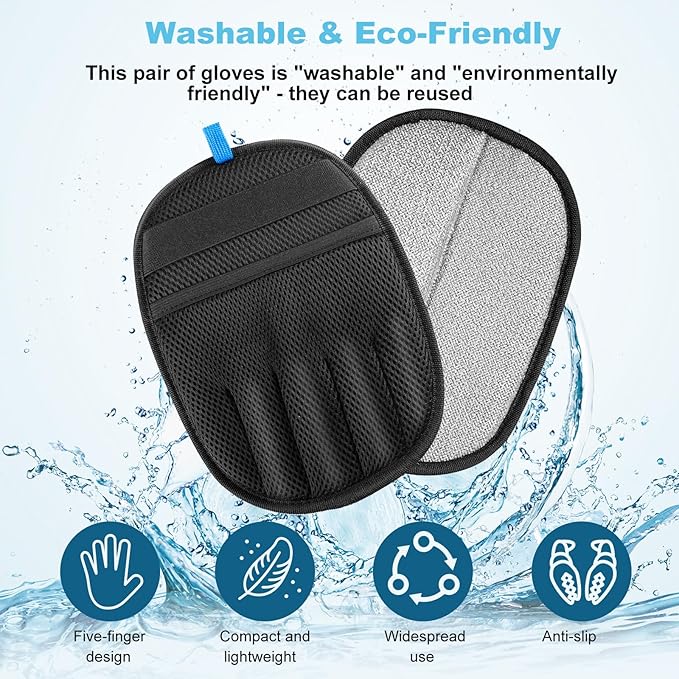Pet Hair Removal Tool for Cats & Dogs, 2025 New Upgraded Electrostatic Gloves for Pet Hair, Reusable Pet Hair Remover Tool for Couch, Furniture, Carpet, Curtain & Car Seat (Black)