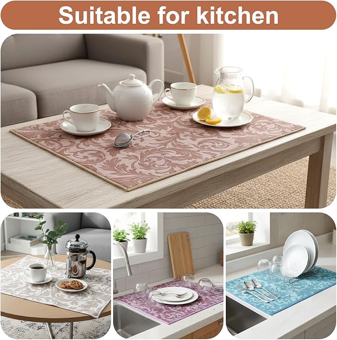 4pcs microfiber dish drying mat dish drying mats for kitchen counter dryng mat for dishes Large Size 20"X15"Dishes Drainer Pad Super Absorbent Dishes Drainer Pads Anti-Slip Pad Quick Dry