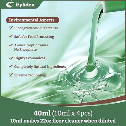 Eyliden Spray Mop with Bio-Enzyme Cleaner - Floor Mop for Hardwood, Tile & All Floors | Breaks Down Grease & Odors Naturally | 360° Swivel, 2 Washable Pads, 40ml Cleaner, Long-Lasting Freshness