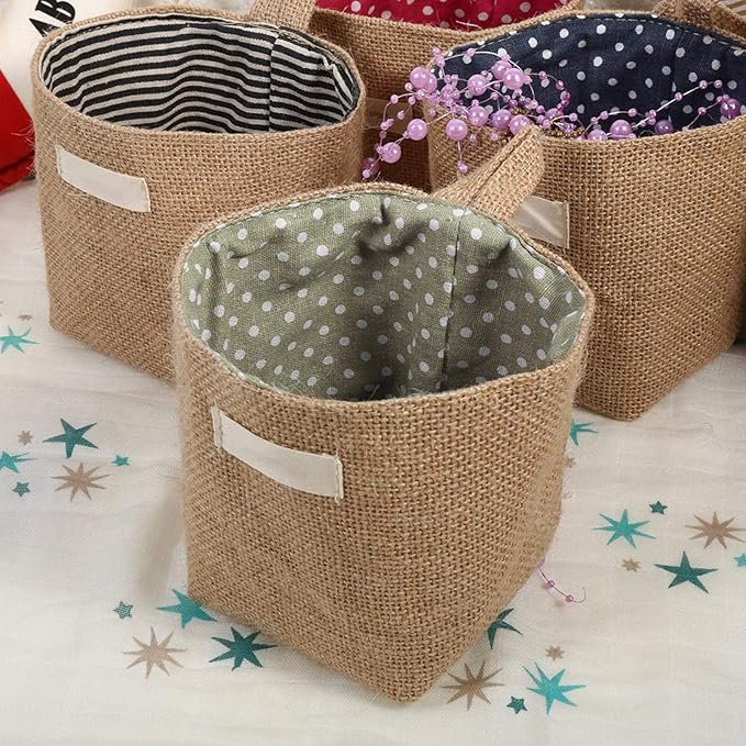 Small Hanging Basket Cotton Linen Laundry Hamper Bag, Cotton Linen Hamper Hanging Clothes Bag for Home Gadget Storage Organizer Foldable Basket Bin(Blue Stripe)