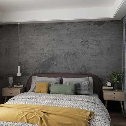 3yecao 16"×1181" Extra Thick Large Size Blue Grey Concrete Wallpaper Peel and Stick Waterproof Dark Blue Gray Concrete Cement Contact Paper Vinyl Industrial Textured Sticker for Bedroom Bathroom Gym