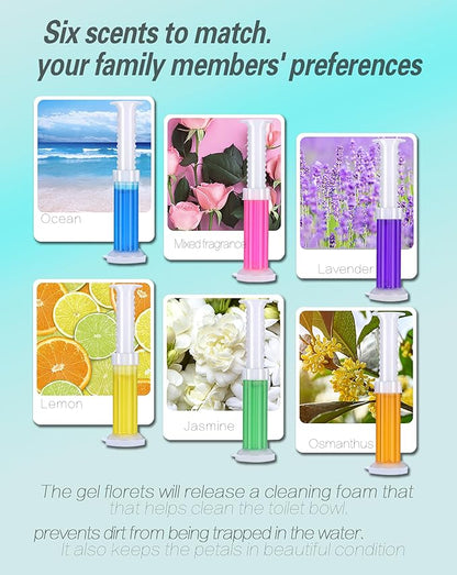 Toilet Bowl Cleaner Gel Stamps, 9 Scents with Flower Design, 117 Uses, Ocean Lavender Jasmine Lemon Osmanthus Mixed Fragrances (9)