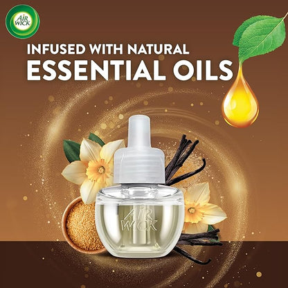 Air Wick Plug In Scented Oil Refill, Infused with Essential Oils, Plug In Air Fresheners for Home, Brown Sugar & Vanilla, 6 ct