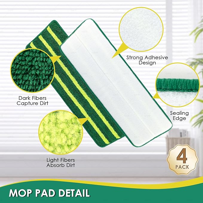 4 Pack Mop Refills Compatible for Libman Freedom Spray Mop Replacement Head - Machine Washable Microfiber Heads, Cleaning Multi-Surface Floors and Walls (Mop not Included)