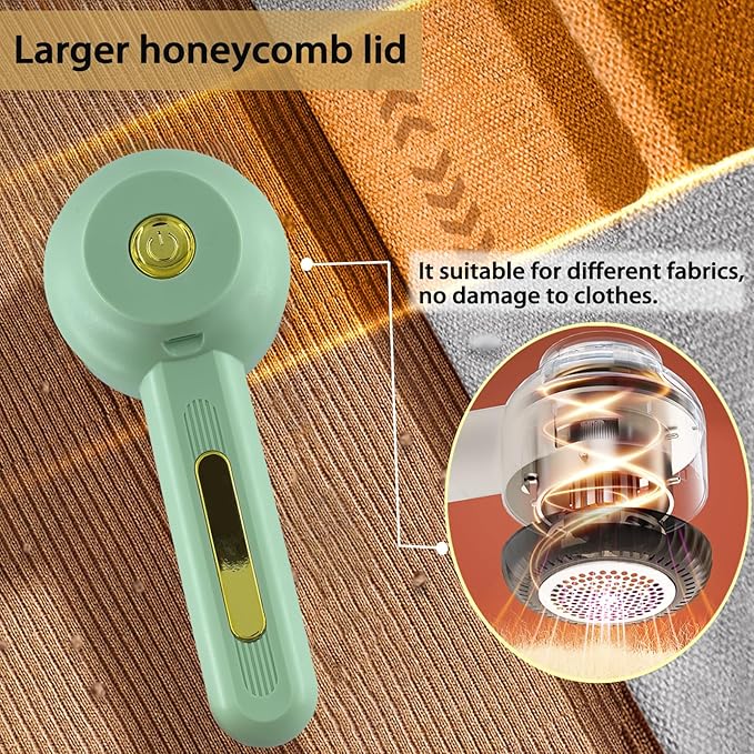 Electric Lint Removers,Rechargeable Fabric Shaver with 6 Leaf Blades Useful for Clothes, Furniture, Sofas, Blankets (Green)