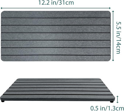 NiuYichee 2 PCS Water Absorbent diatomite Coasters, 12" x 5.5" Water Absorbing Stone Tray for Sink, Stone Drying mat for Kitchen Counter, Stone soap Tray Used for Hand Soaps & toiletries & Plants