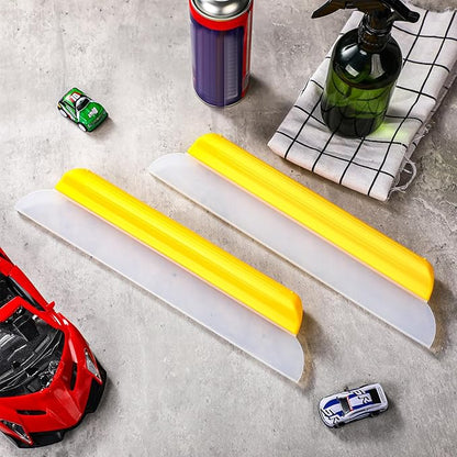 2 Pack 14 inch Car Drying Squeegee Longer Silicone Automotive Water Wiper Flexible Auto T-Bar Rubber Blade for Car Windshield Glass Window Bathroom Shower Squeegees Wash Tool(Yellow)