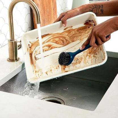 Full Circle Clean Ocean, Heavy Duty Dish Brush, Tough Bristles and Built-in Scraper, Perfect for Cast Iron, Sustainably Made 100% From Recycled Ghost Fishing Nets