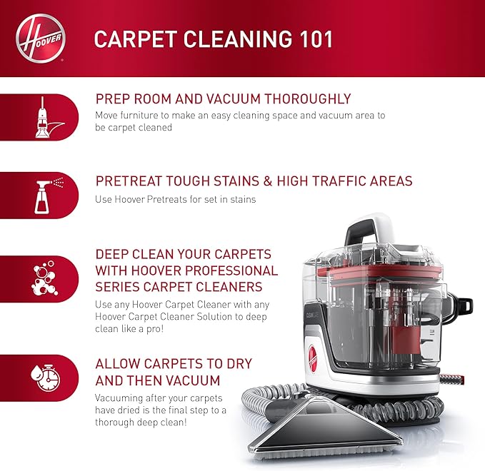Hoover CleanSlate XL Deep Cleaning Carpet + Upholstery Spot Cleaner Machine with Specialized Tools, Permanent Stain Remover, Pair with Hoover Portable Spot Cleaner Solution