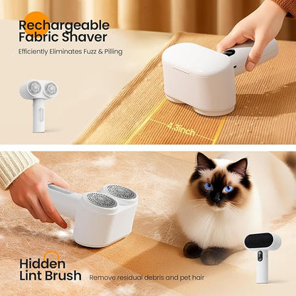 Mosthink Fabric Shaver, 2-in-1 Electric Lint Remover & Build-in Lint Brush, Large Fuzz Remover for Clothes Couch Furniture | Rechargeable Sweater Defuzzer | Digital LED Display | 3 Speeds | 2600mAh