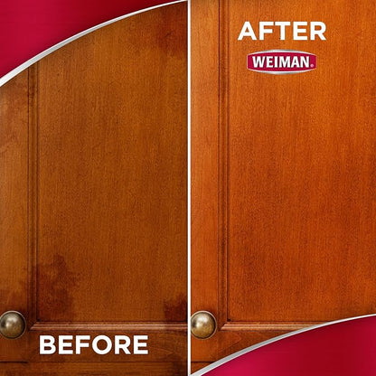 Weiman Cabinet & Wood Clean & Shine Spray - Furniture, Kitchen Cabinets, Baseboard & Trim, Fresh Almond Scent, Microfiber Cloth Included