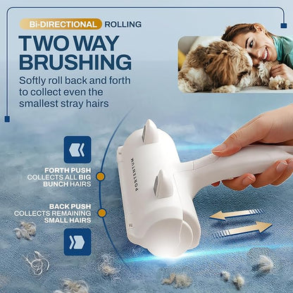 PORTENTUM Pet Hair Remover Roller, Reusable Animal Hair Removal Brush for Dogs and Cats, Easy to Clean Fixed Areas Pet Fur from Carpet, Furniture, Rugs, Stairs, Bedding and Sofa