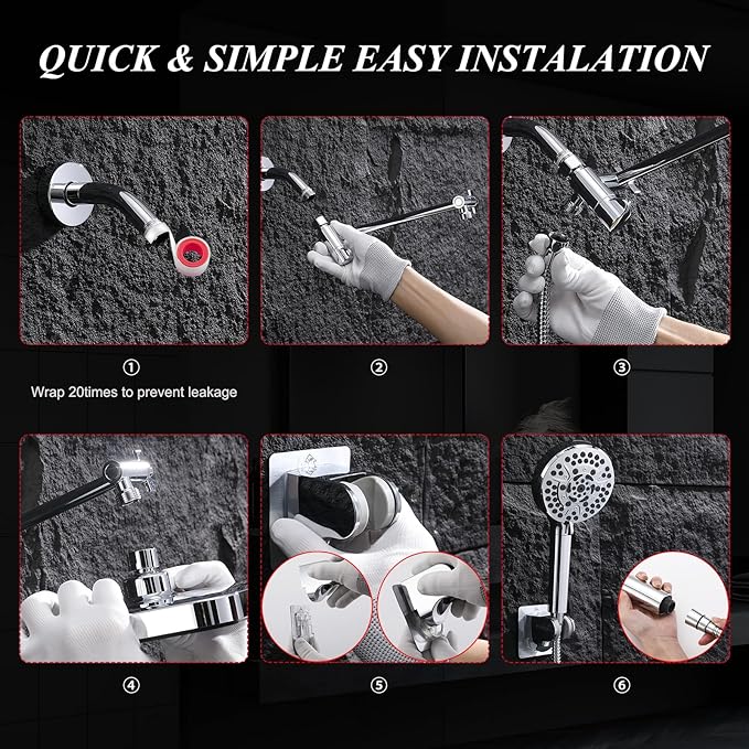 14'' High Pressure Rainfall Shower Head with Handheld-11Modes with Power Jets, Adjustable Rain Showerhead,Double Shower heads design,70"Hose&detachable Holder Upgrade for Tandem Bathroom