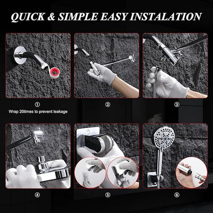 14'' High Pressure Rainfall Shower Head with Handheld-11Modes with Power Jets, Adjustable Rain Showerhead,Double Shower heads design,70"Hose&detachable Holder Upgrade for Tandem Bathroom