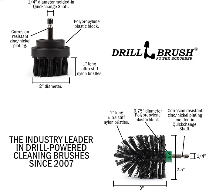 Industrial Ultra Stiff Nylon Brush - BBQ Grill Cleaning Supplies - Rust and Hard Water Stain Removal for Concrete, Brick and Morter, Deck, Grate, Griddle, Metal, Pellet Smoker, Fireplace, and Furnace