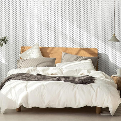 Orainege Black and White Peel and Stick Wallpaper Modern Herringbone Contact Paper for Bathroom 17.7in x 590.5in Geometric Self Adhesive Wallpaper Removable Wall Paper Peel and Stick