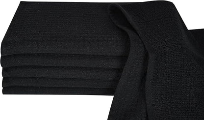 Dish Towels|Kitchen Dish Cloths Two-Sided Waffle Terry|13x28 Inches 100% Cotton Dish Rags Washing Dishes|Super Absorbent Reusable Quick Drying Dish Towels| 6-Pc Set Black