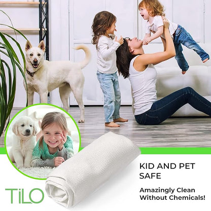 TILO Microfiber Cleaning Cloth – 19x13 Inch Ultra-Absorbent, Reusable Soft Polishing Cloth for Dust, Grease, Dirt – Non-Abrasive – White (White)