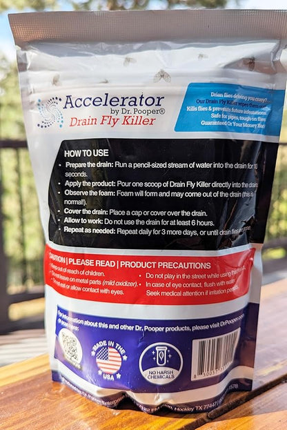 Drain Fly Killer Powder – Eliminates Drain Flies & Sewer Flies in Drains, Sinks, Showers – Fast-Acting Treatment - Septic Safe & Made in USA