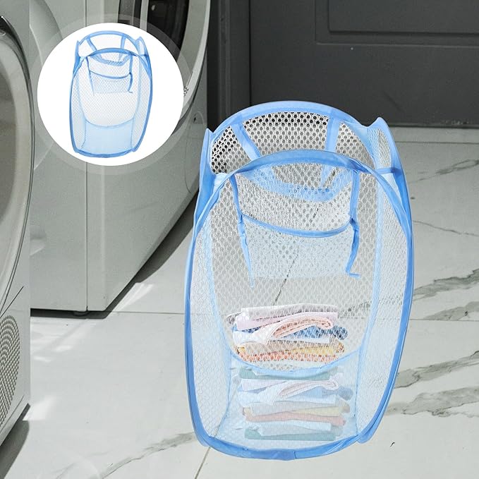 VICASKY Foldable Laundry Basket with Wire Frame Lightweight Mesh Hamper for Clothes and Storage College Dorm Organizer Random Color Random Color