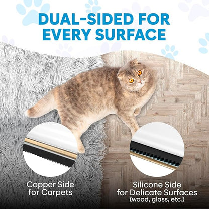 Carpet Rake for Pet Hair Removal – Carpet Scraper & Pet Fur Rake – Dog & Cat - Animal Fur Broom for Rugs & Furniture with Adjustable Lengths - Blue