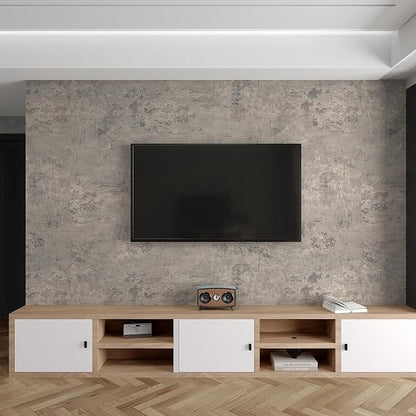 3yecao 31"×157" Extra Wide Thick Light Brown Grey Concrete Wallpaper Peel and Stick 3D Gray Faux Concrete Cement Contact Paper Vinyl Wrap Stained Matte Texture Sticker for Bathroom Garage Living Room