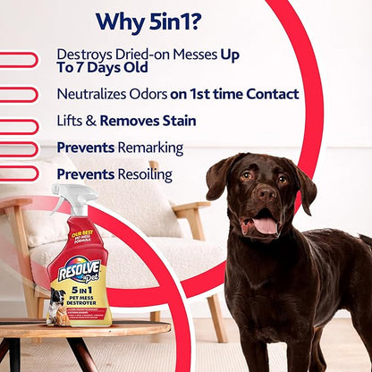 Resolve Pet Specialist Carpet Cleaner Spray – for Removal of Pet Stains & Odors Up to 7 Days Old, 22oz