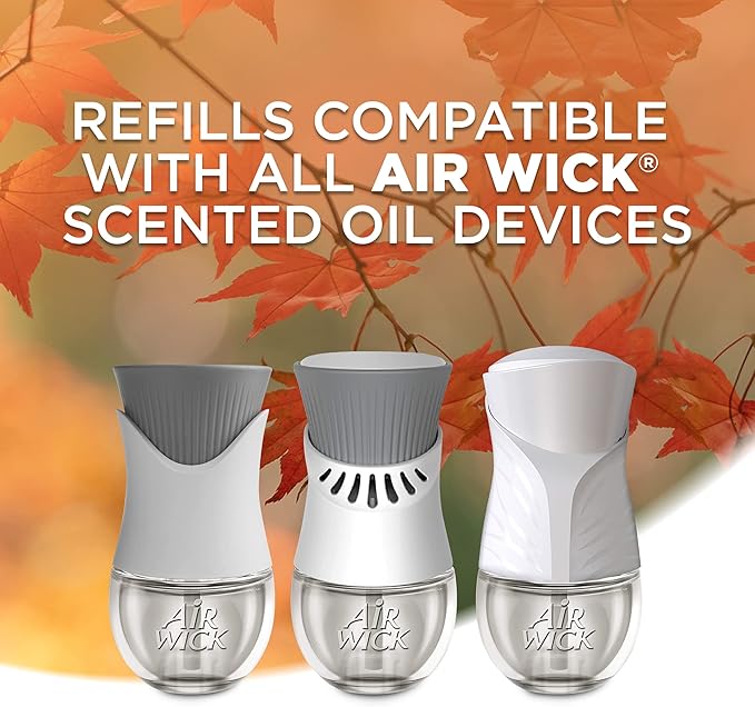 Air Wick Plug in Scented Oil Starter Kit (Gadget + 2 Refills), White Sage & Mahogany, Air Freshener, Essential Oils