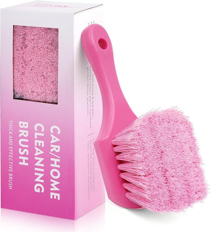 Pink Wheel Brush for Women, Soft Bristle Tire Brushes, Car Rim Cleaning Brush for Auto, Home & Motorcycles