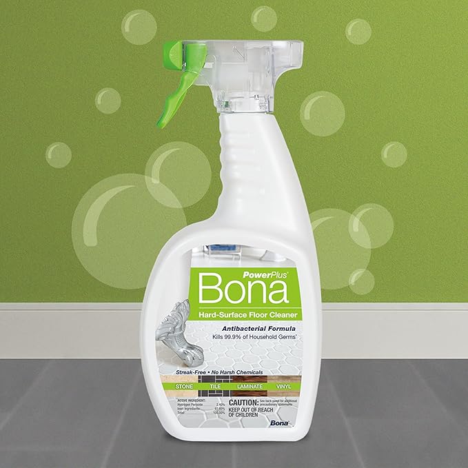 Bona PowerPlus Multi-Surface Floor Deep Cleaner Spray - 32 fl oz - Refillable - Antibacterial Floor Cleaning Solution for Stone, Tile, Laminate, and Vinyl Floors