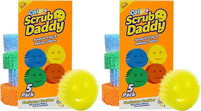 Scrub Daddy Scratch-Free Multipurpose Kitchen Sponges - Bulk Dish Sponges for Kitchen, Bathroom, Household Cleaning & More - Made with BPA-Free Polymer Foam (5 Count) (Pack of 2)