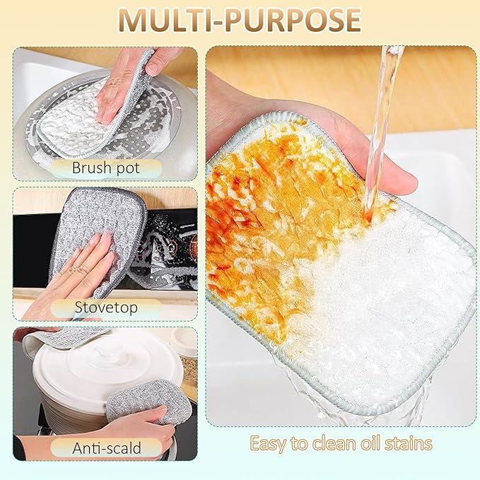 2025 New Multipurpose Wire Dishwashing Rags for Wet and Dry, Reusable Metal Scrubbing Pads Sponge Cloths, Non-Scratch Wire Dishcloth for Cleaning Kitchen Dishes, Sinks (10 Pcs)