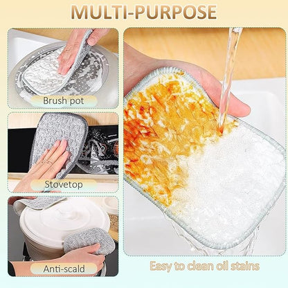 2025 New Multipurpose Wire Dishwashing Rags for Wet and Dry, Reusable Metal Scrubbing Pads Sponge Cloths, Non-Scratch Wire Dishcloth for Cleaning Kitchen Dishes, Sinks (Green 15 Pcs)