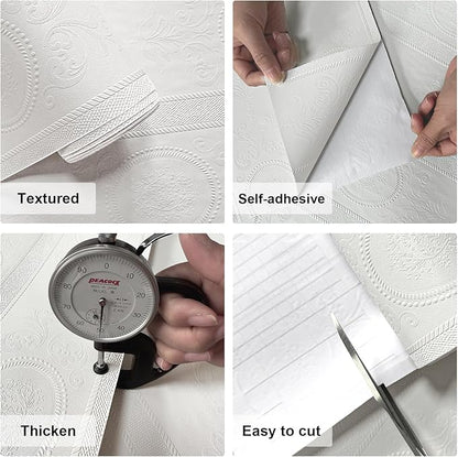 JiffDiff Wallpaper Peel and Stick Textured,3D Embossed Wall Paper Stick on Wallpaper Modern Waterproof Self Adhesive Contact Paper(17.3" x 120")