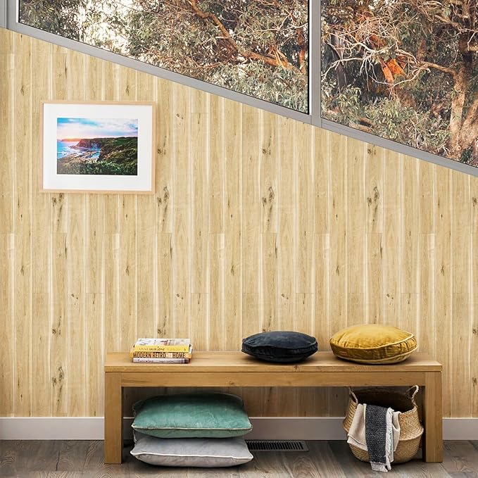 Yun-aeon Wood Peel and Stick Wallpaper 17.7” ×480” Grain Contact Paper for Cabinet Shiplap Wall Paper Wood Self Adhesive Removable Wallpaper Decorative Faux Wallpapers