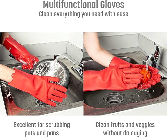 Goodful Silicone Kitchen Rubber Gloves, Oversized, Reusable, Waterproof