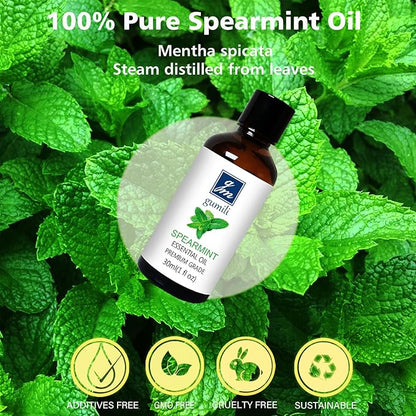GM Gumili Spearmint Essential Oil 1 Oz, 100% Pure Natural Spearmint Oil, Refreshing Aromatherapy Essential Oils for Diffuser, Face, Skin, Hair Care
