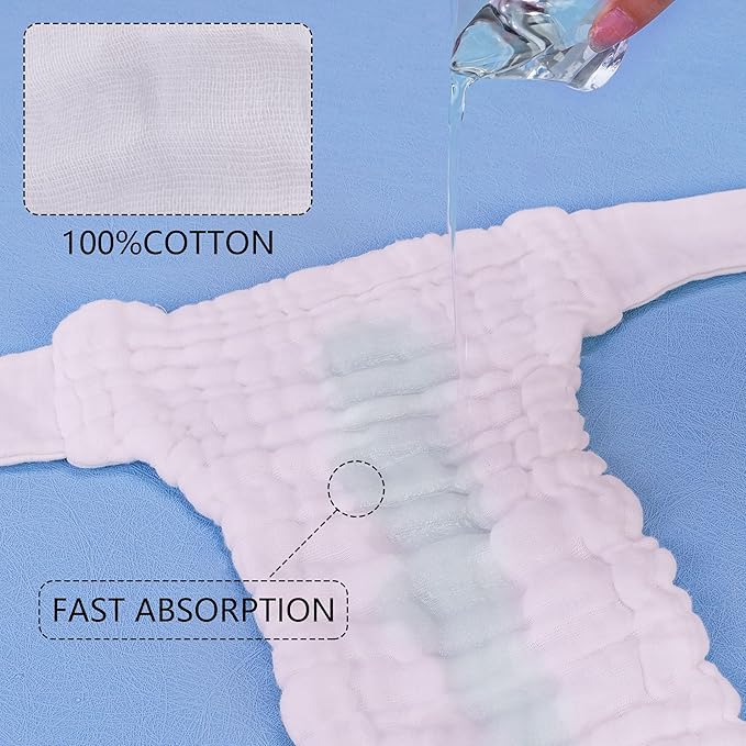 Max Shape 6 Pack Wearable Cotton Cloth Dipper Pants for Baby Girls and Boys,Adjustable Cotton Diaper 13 Layers