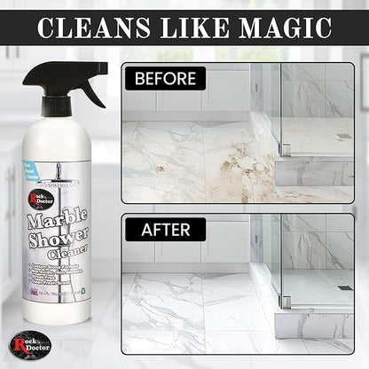 Rock Doctor Granite & Quartz Marble Shower Cleaner Spray, Shower & Tile Cleaner, Soap and Scum Remover, Works on Ceramic Tile, Hard Water Stain Remover, 24.oz Pack of 1